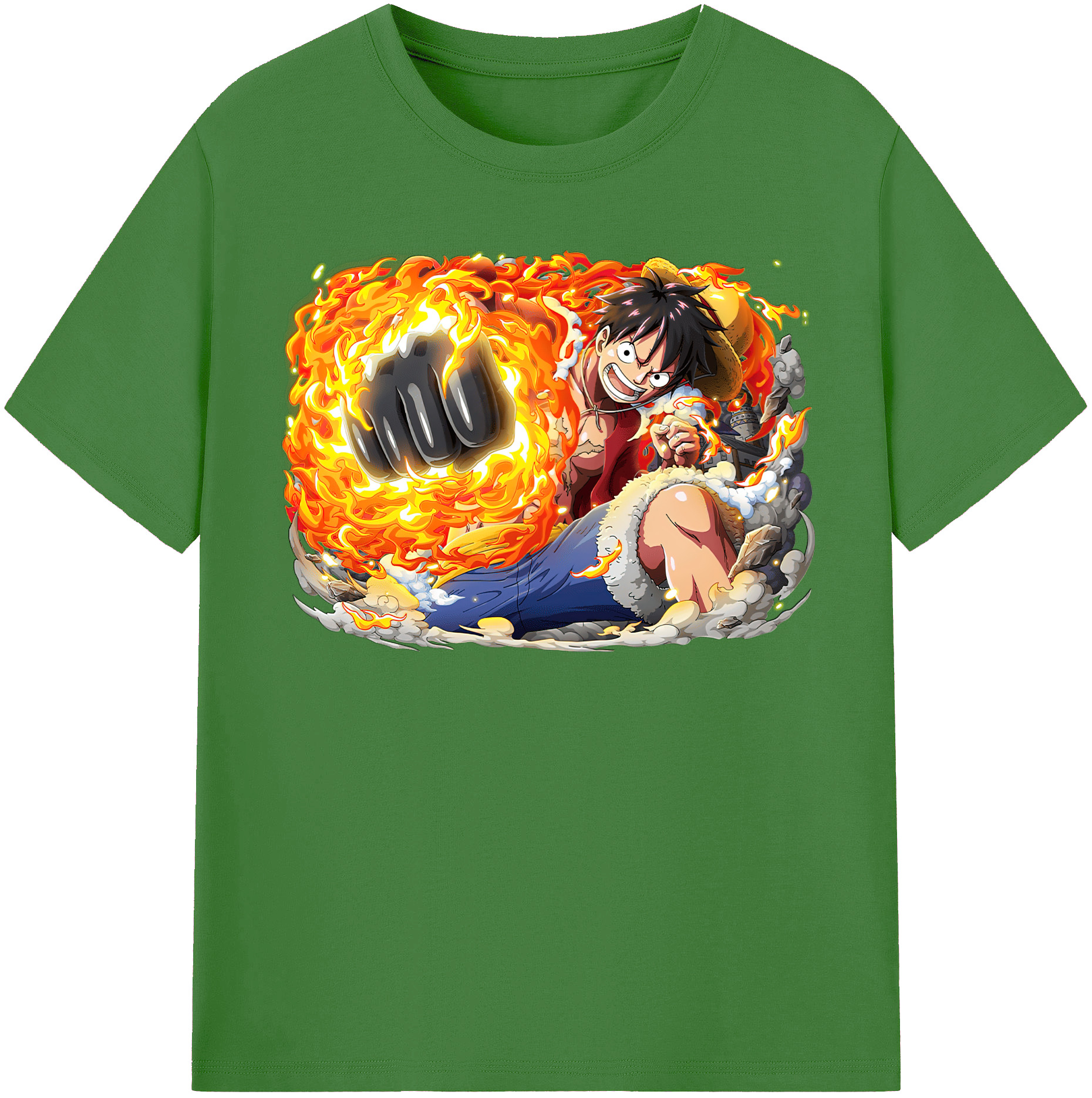 ワンピース モンキー・D・ルフィ ONE PIECE Monkey D. Luffy レディースカジュアルプリントTシャツ（綿100％）